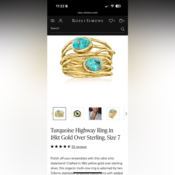Ross Simons Turquoise and Gold Statement Ring - Picture 9 of 10